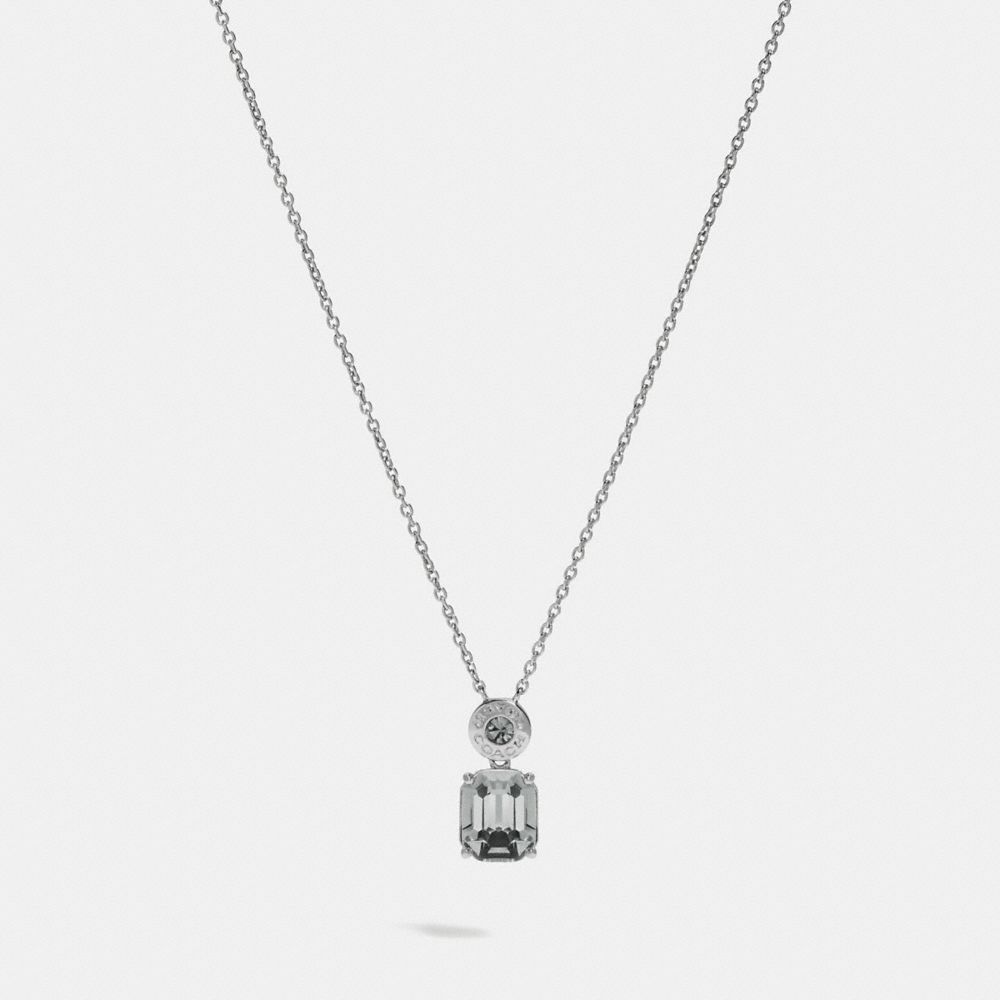 COACH F73037 EMERALD CUT CRYSTAL NECKLACE BLACK/SILVER