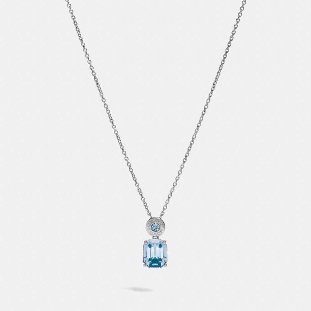 COACH F73037 Emerald Cut Crystal Necklace BLUE/SILVER