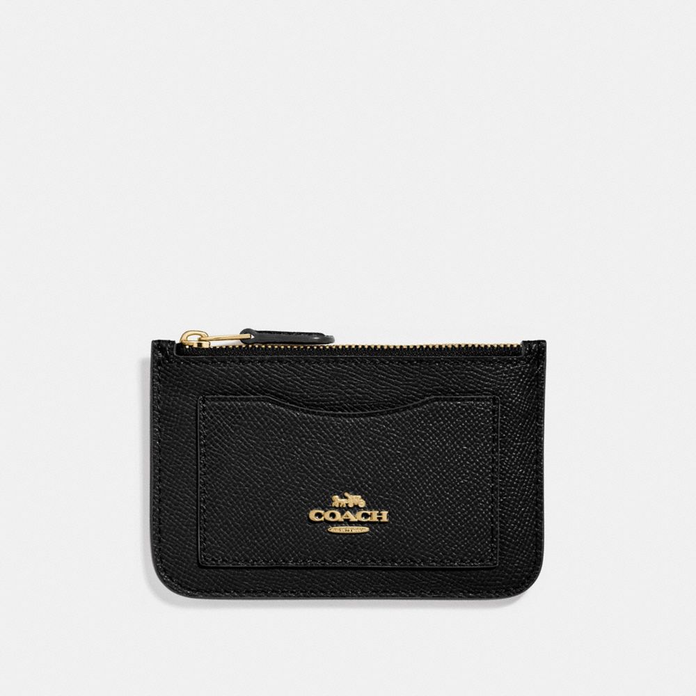 COACH ZIP TOP CARD CASE - BLACK/GOLD - F73043