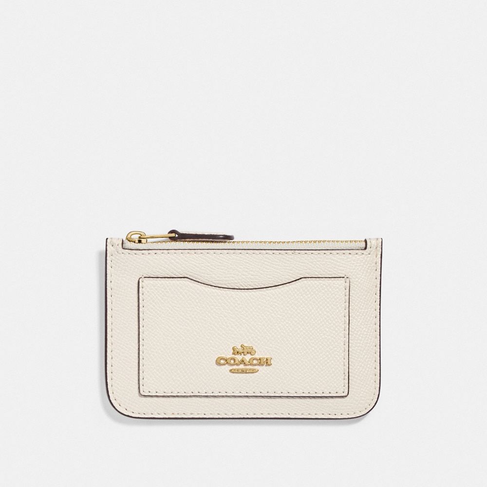 COACH F73043 Zip Top Card Case CHALK/GOLD