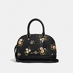 COACH F73053 - MINI SIERRA SATCHEL WITH TOSSED DAISY PRINT BLACK PINK/IMITATION GOLD