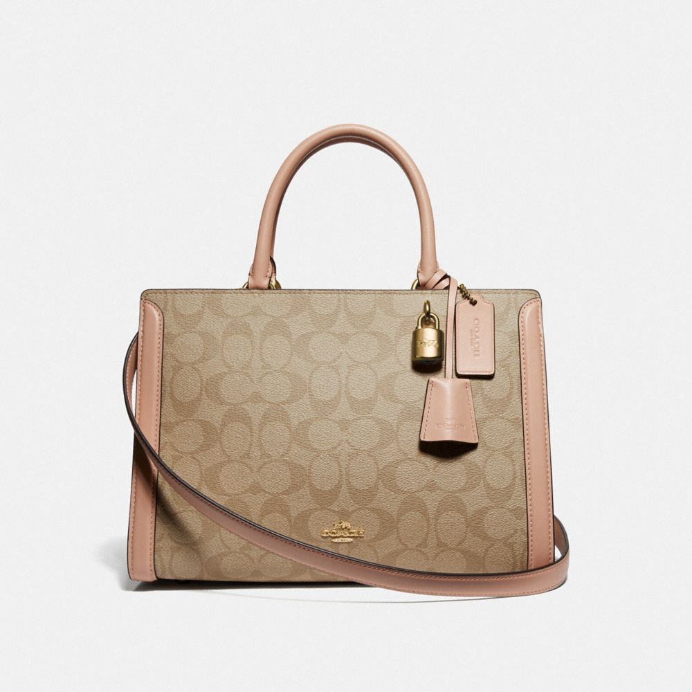 ZOE CARRYALL IN SIGNATURE CANVAS - LIGHT KHAKI/BEECHWOOD MULTI/GOLD - COACH F73058