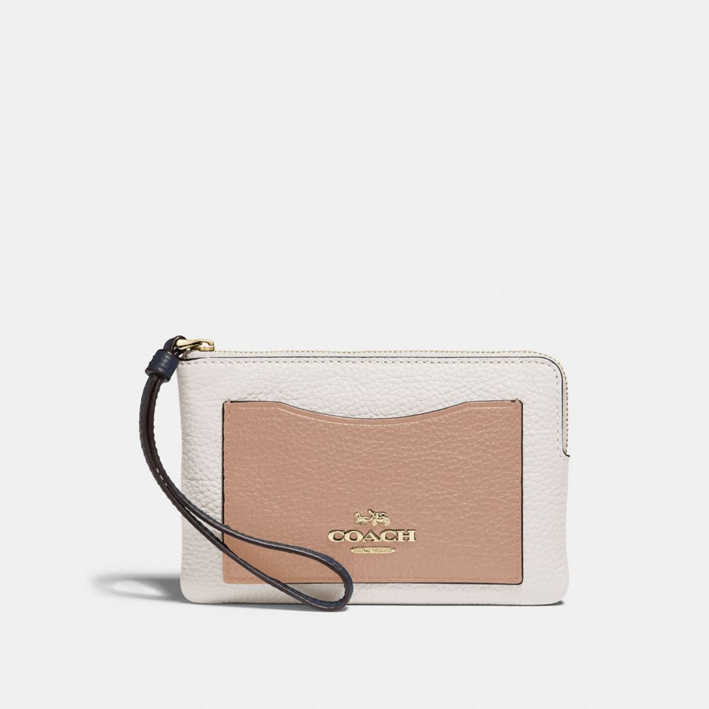 COACH F73061 - CORNER ZIP WRISTLET IN COLORBLOCK CHALK