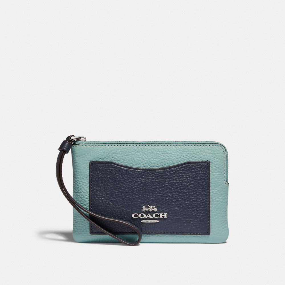 COACH CORNER ZIP WRISTLET IN COLORBLOCK - SEAFOAM/MULTI/SILVER - F73061