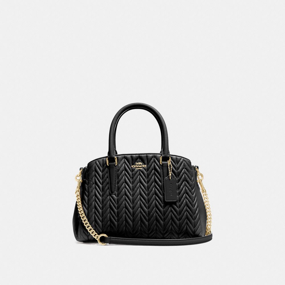 COACH MINI SAGE CARRYALL WITH QUILTING - BLACK/IMITATION GOLD - F73063
