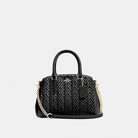 COACH MINI SAGE CARRYALL WITH QUILTING - BLACK/IMITATION GOLD - F73063