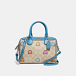 COACH F73067 - MINI BENNETT SATCHEL IN SIGNATURE CANVAS WITH PAC-MAN GHOSTS PRINT LIGHT KHAKI MULTI/GOLD