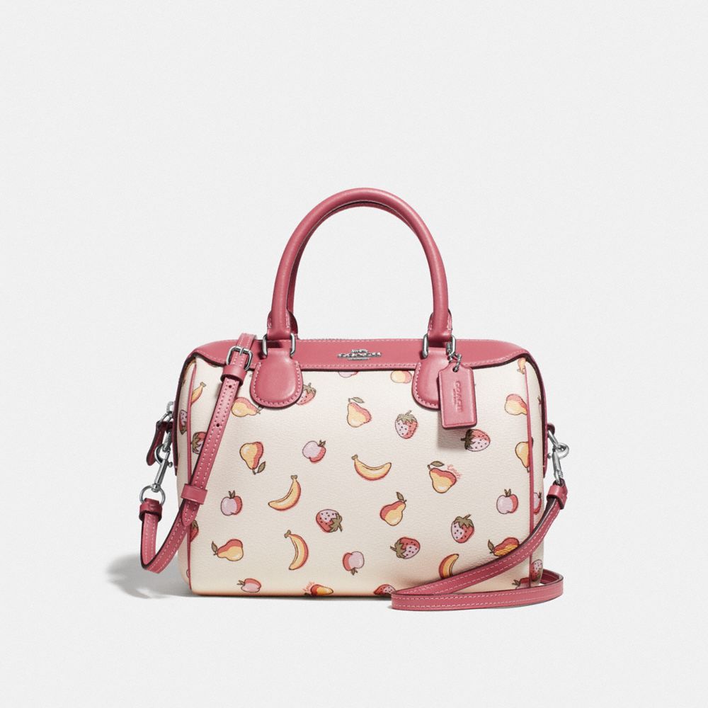 COACH F73068 Mini Bennett Satchel With Mixed Fruit Print CHALK MULTI/SILVER