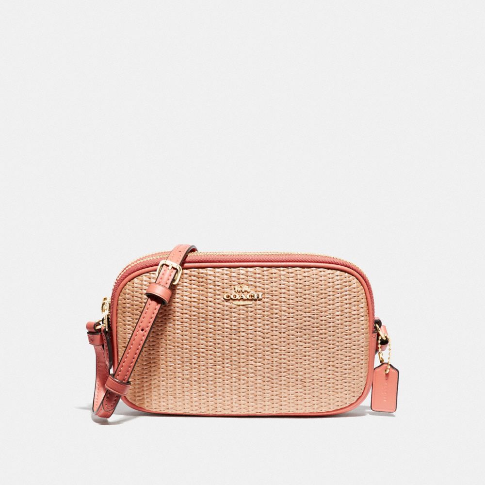 COACH F73070 CROSSBODY POUCH NATURAL-LIGHT-CORAL/GOLD