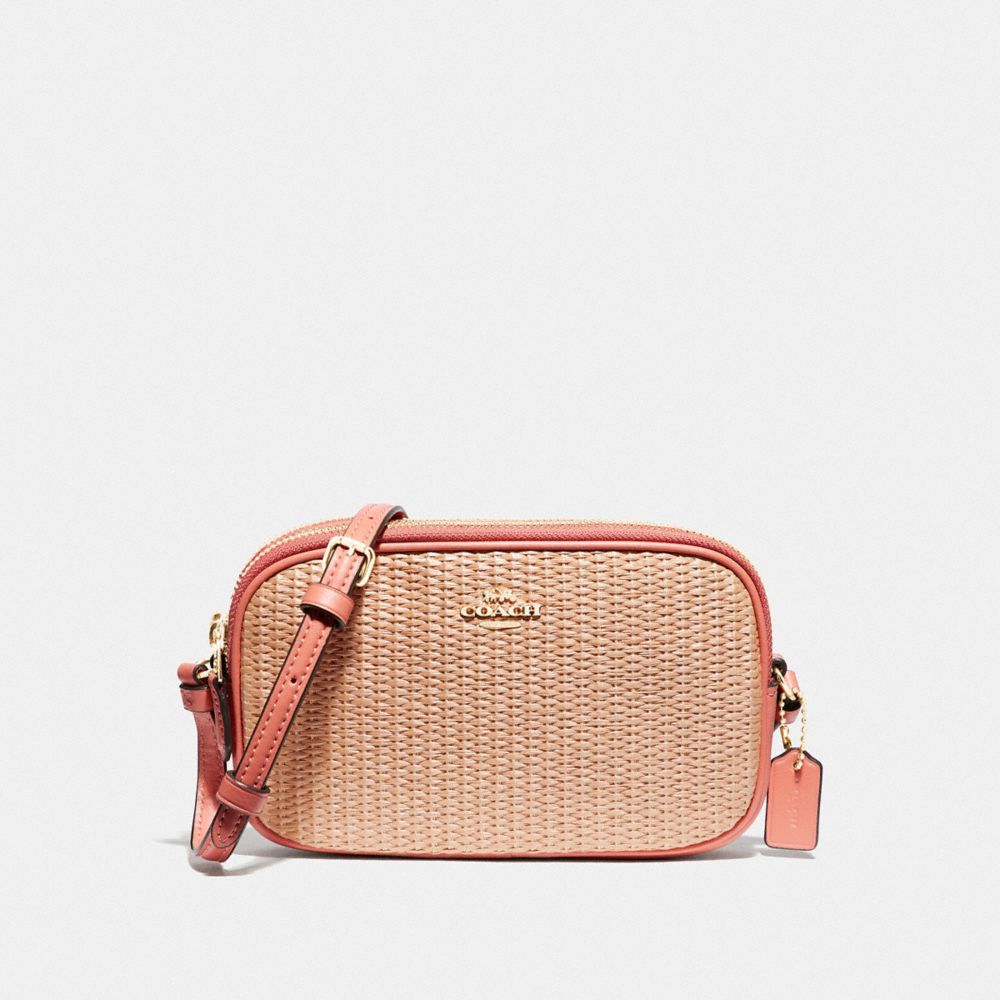 COACH F73070 CROSSBODY POUCH NATURAL LIGHT CORAL/GOLD