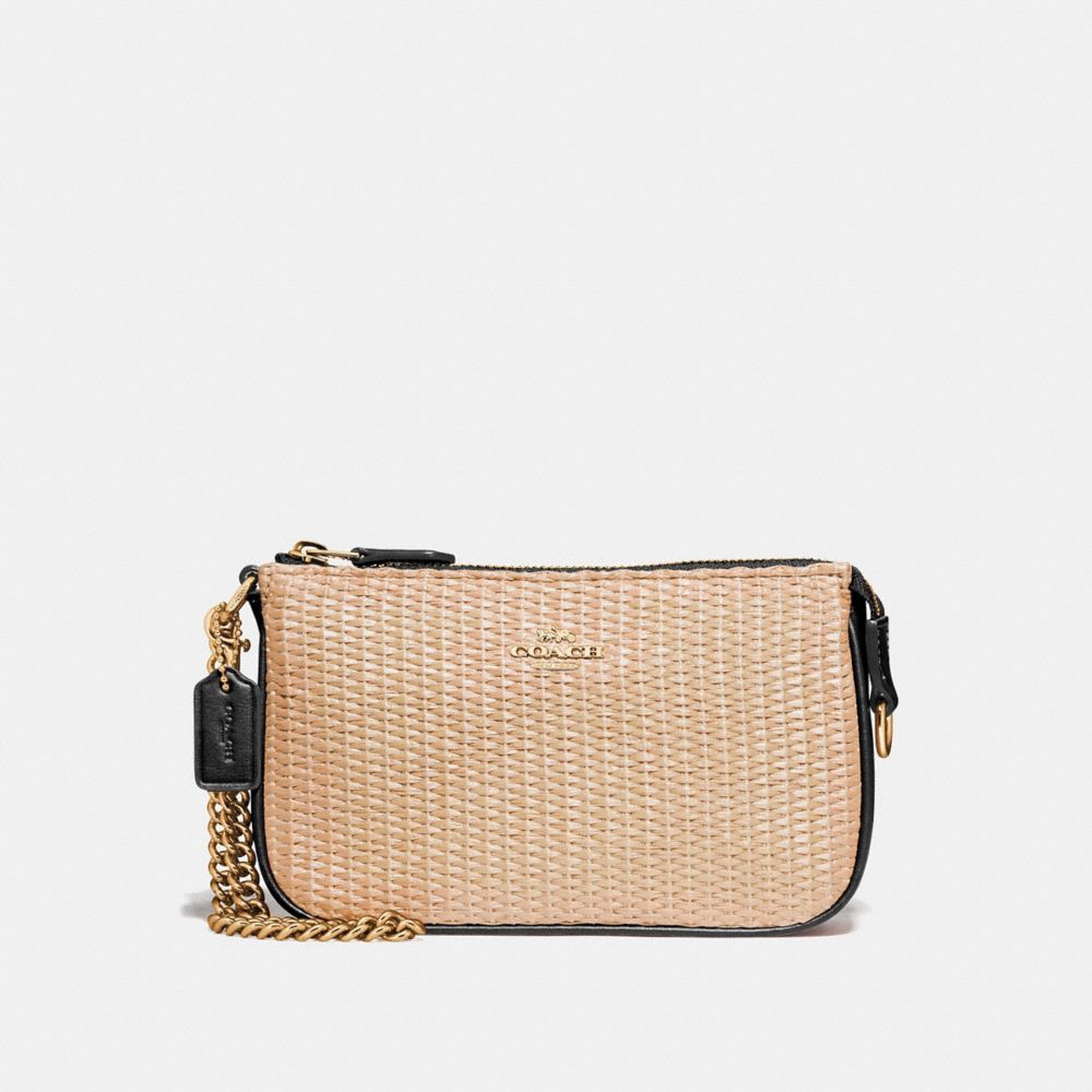 COACH F73071 Large Wristlet 19 NATURAL BLACK/GOLD