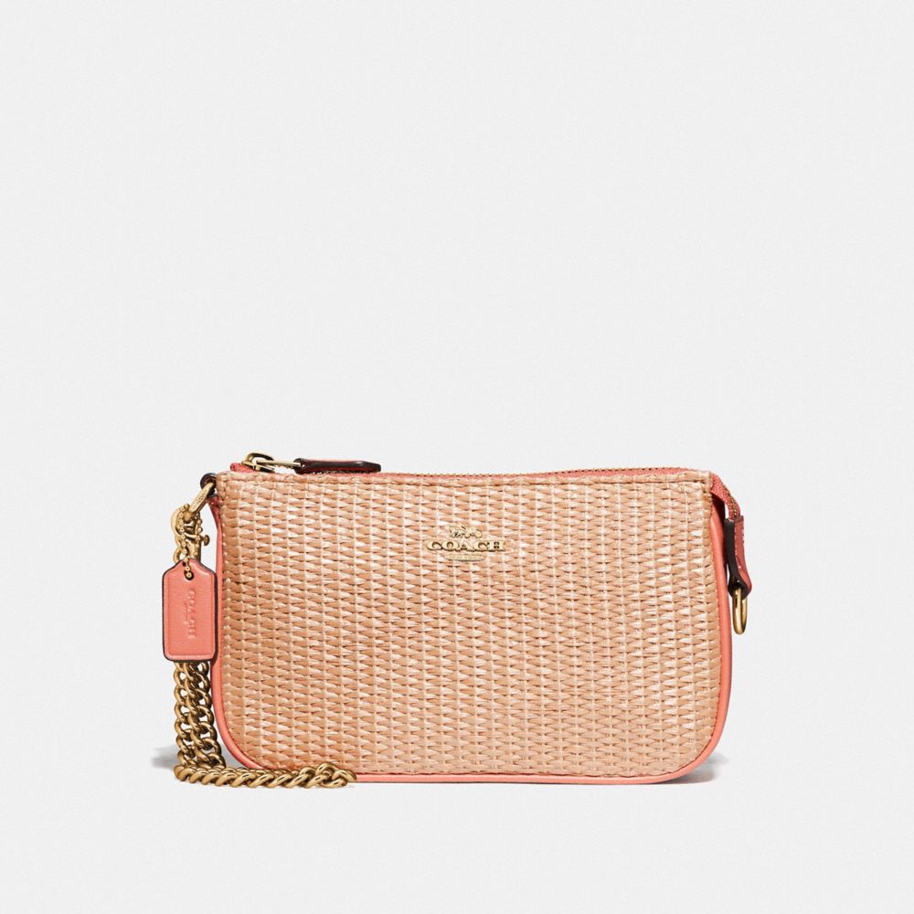 COACH F73071 LARGE WRISTLET 19 NATURAL LIGHT CORAL/GOLD