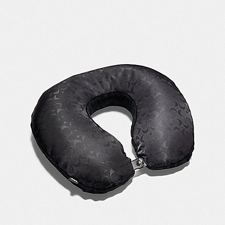 COACH F73086 PACKABLE TRAVEL PILLOW IN SIGNATURE NYLON BLACK/CHARCOAL