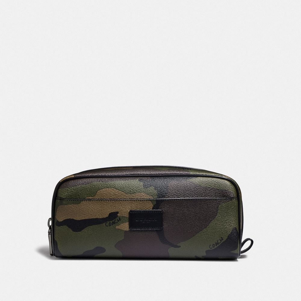 COACH F73092 DOPP KIT WITH CAMO PRINT DARK GREE/MULTI