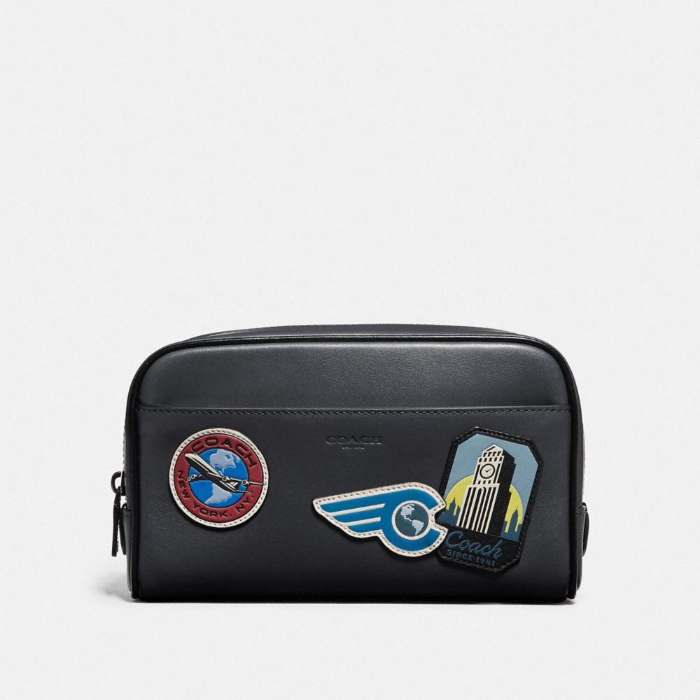 COACH OVERNIGHT TRAVEL KIT WITH TRAVEL PATCHES - MIDNIGHT NAVY/MULTI - F73093