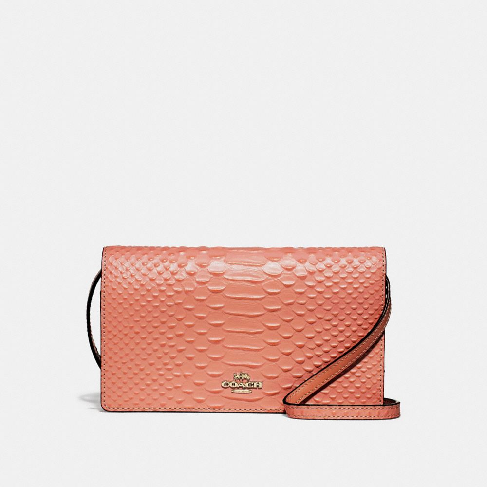 COACH F73107 HAYDEN FOLDOVER CROSSBODY CLUTCH LIGHT CORAL/GOLD