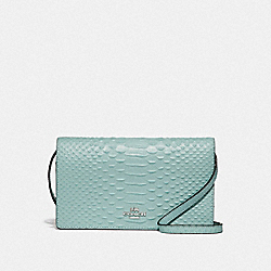 HAYDEN FOLDOVER CROSSBODY CLUTCH - F73107 - SEAFOAM/SILVER