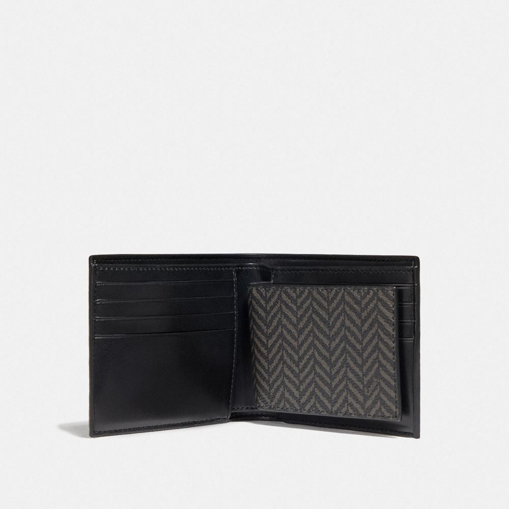 COACH F73117 BOXED 3-IN-1 WALLET GIFT SET WITH HERRINGBONE PRINT BLACK/MULTI