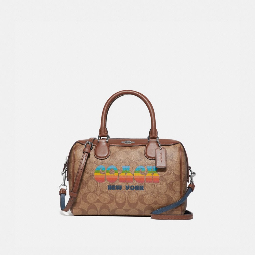 Coach Mini Bennett Satchel in Signature Canvas with Rainbow