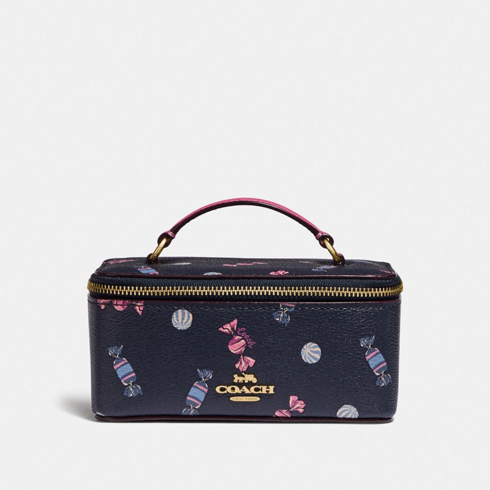 COACH F73147 Vanity Case With Scattered Candy Print NAVY/MULTI/PINK RUBY/GOLD