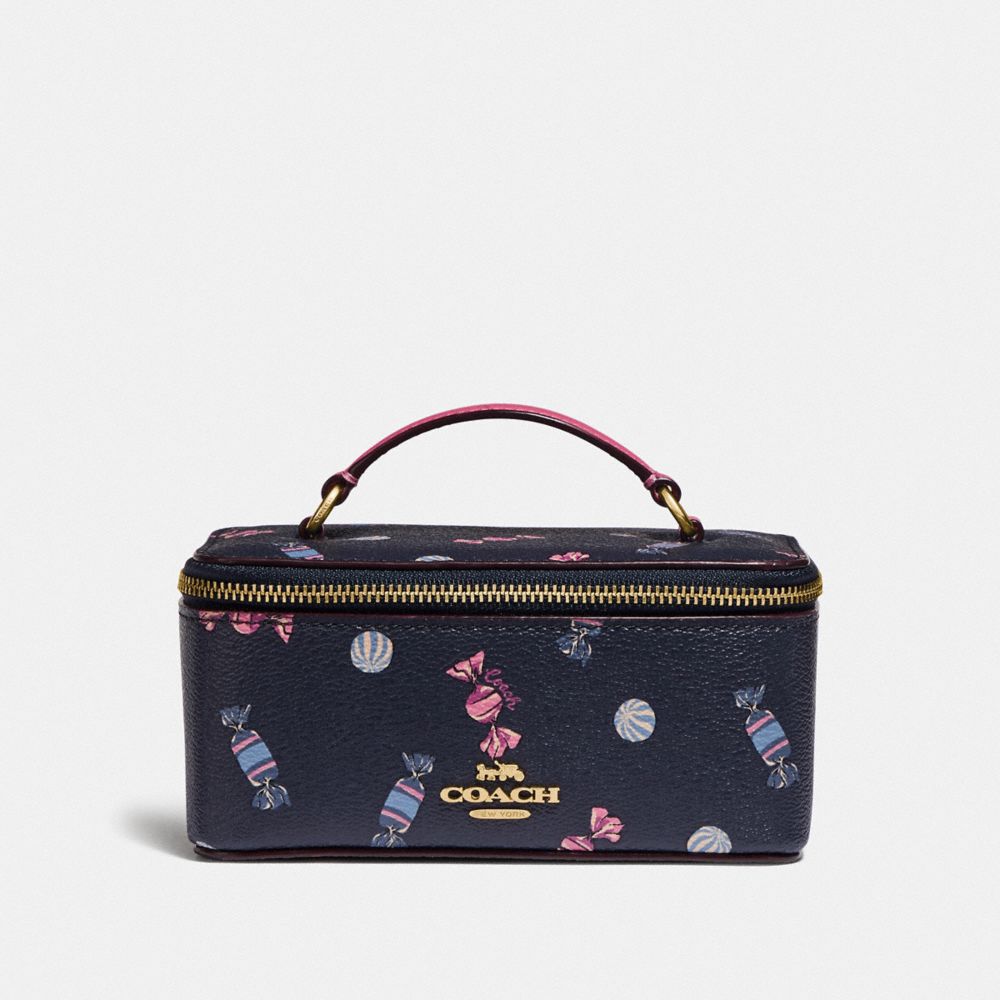 COACH F73147 VANITY CASE WITH SCATTERED CANDY PRINT NAVY/MULTI/PINK RUBY/GOLD