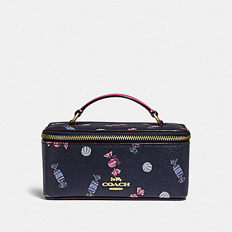 COACH F73147 VANITY CASE WITH SCATTERED CANDY PRINT NAVY/MULTI/PINK-RUBY/GOLD