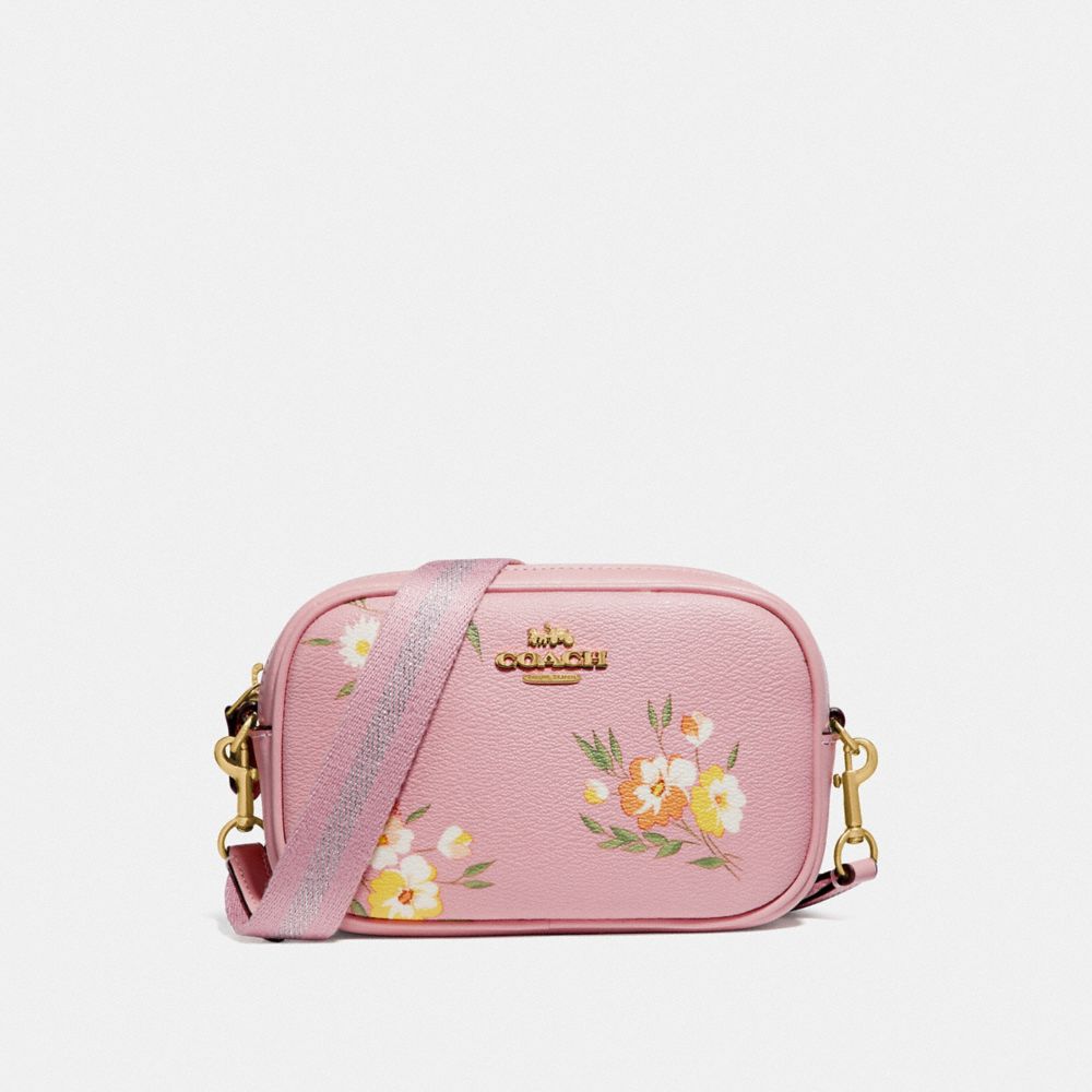 CONVERTIBLE BELT BAG WITH TOSSED DAISY PRINT - F73152 - CARNATION/IMITATION GOLD