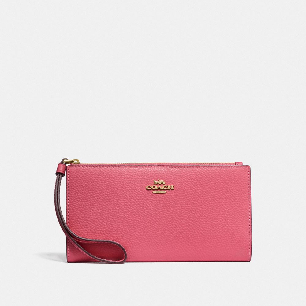 COACH F73156 LONG WALLET PINK RUBY/GOLD