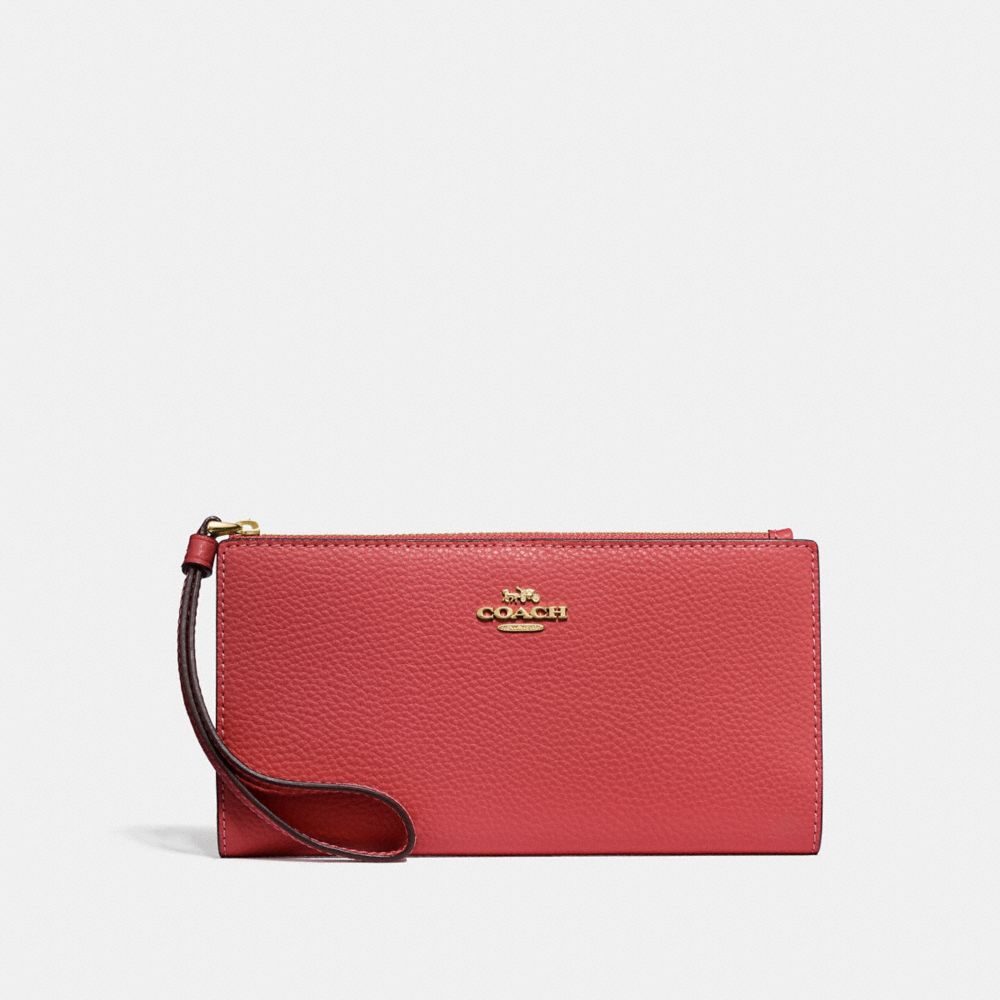 COACH F73156 - LONG WALLET WASHED RED/GOLD