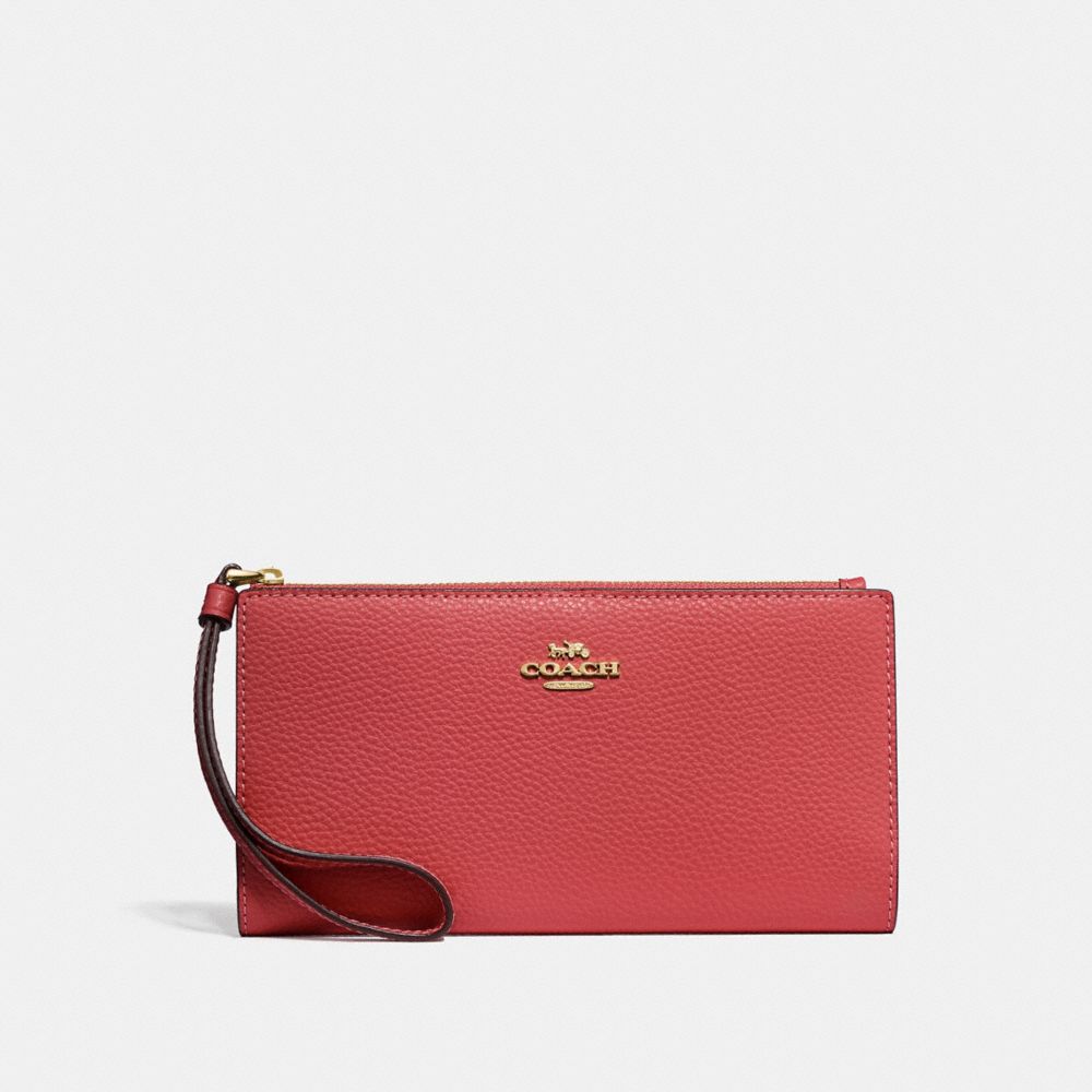 COACH F73156 LONG WALLET WASHED RED/GOLD