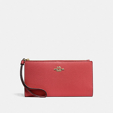 COACH F73156 LONG WALLET WASHED RED/GOLD