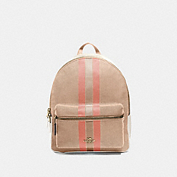 COACH F73158 - MEDIUM CHARLIE BACKPACK IN SIGNATURE JACQUARD WITH VARSITY STRIPE LIGHT KHAKI/CORAL/GOLD