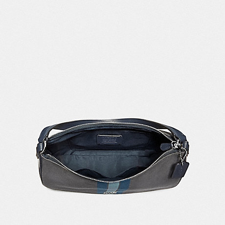 COACH F73159 ZIP SHOULDER BAG IN SIGNATURE JACQUARD WITH VARSITY STRIPE MIDNIGHT BLUE/SILVER