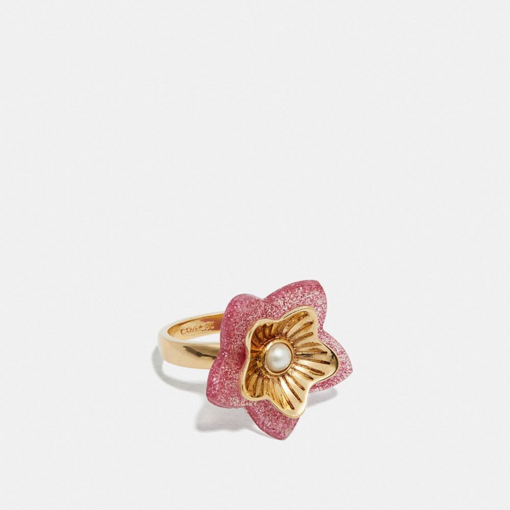 COACH F73179 Folk Floral Ring PINK/GOLD
