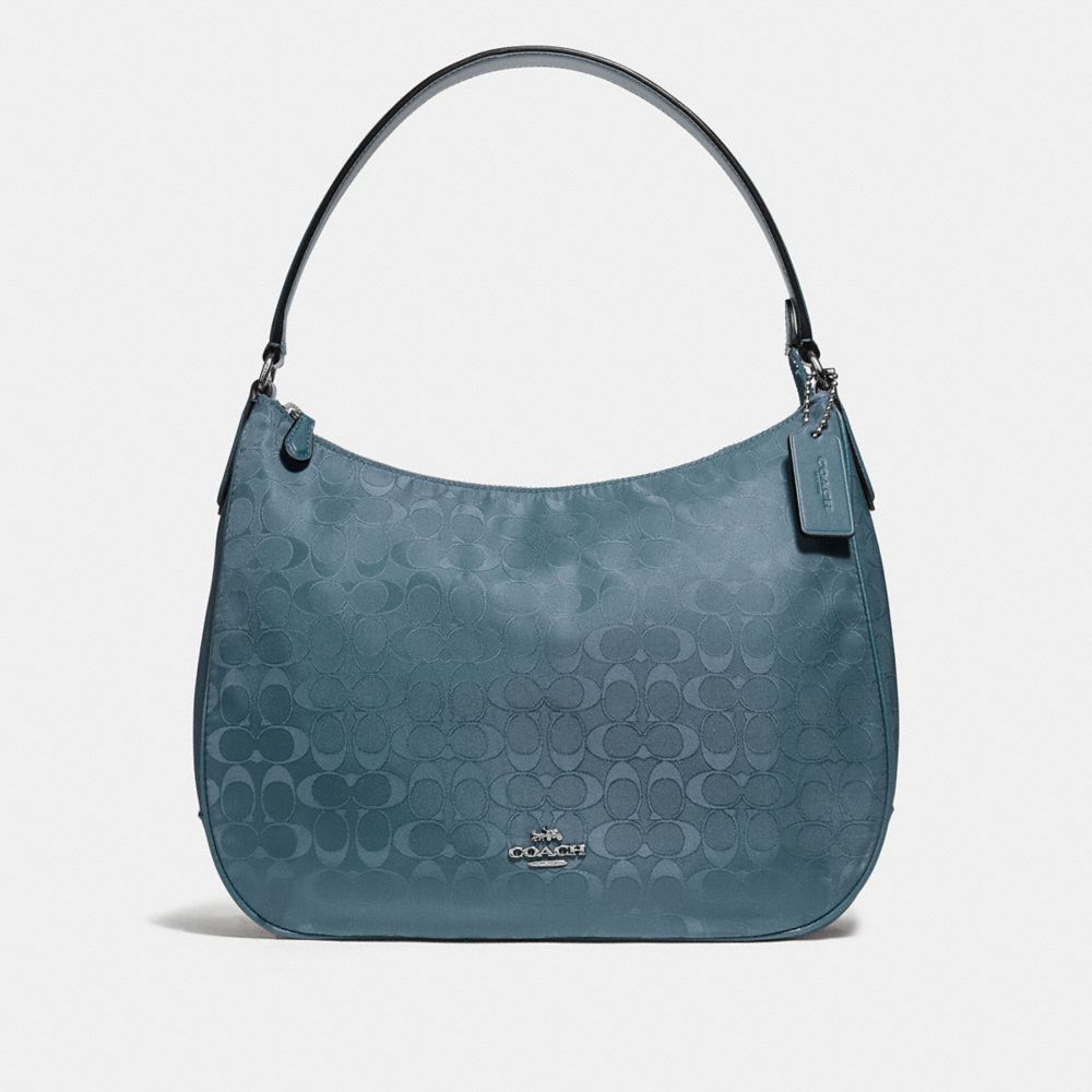 COACH F73185 Zip Shoulder Bag In Signature Nylon BLUE/SILVER