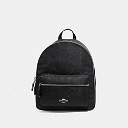 MEDIUM CHARLIE BACKPACK IN SIGNATURE NYLON - F73186 - BLACK/SILVER