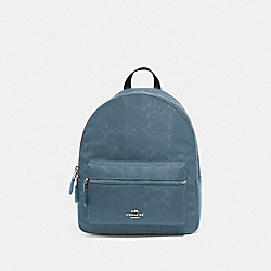 COACH F73186 Medium Charlie Backpack In Signature Nylon BLUE/SILVER