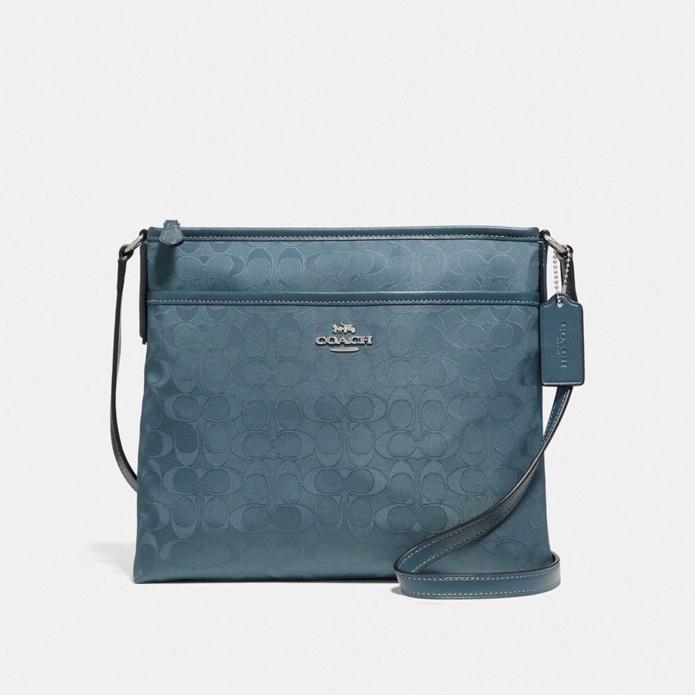 FILE CROSSBODY IN SIGNATURE NYLON - BLUE/SILVER - COACH F73187