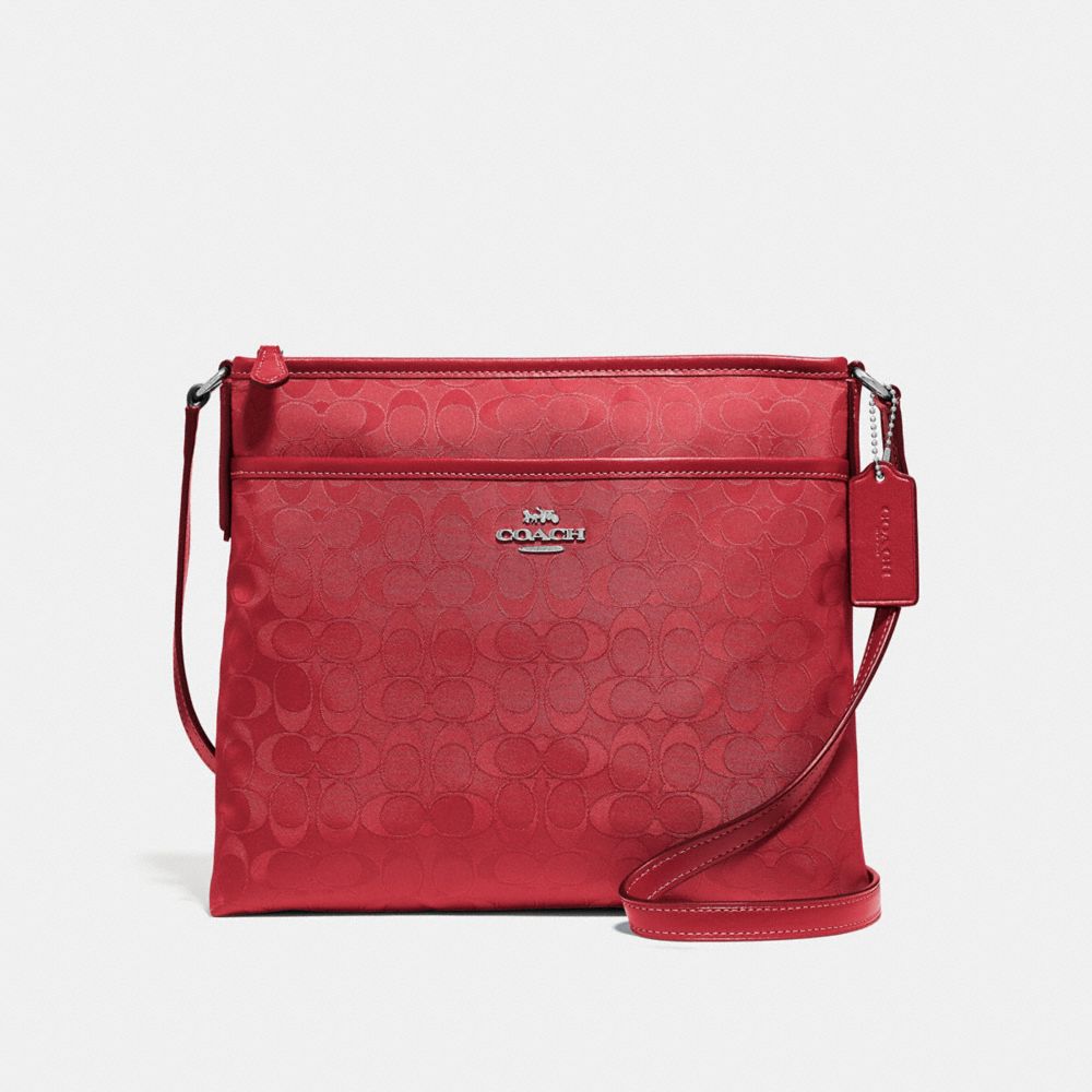 FILE CROSSBODY IN SIGNATURE NYLON - RED/SILVER - COACH F73187