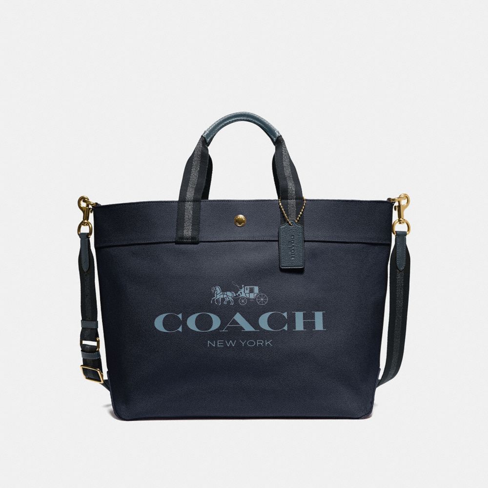EXTRA LARGE TOTE WITH COACH PRINT - MIDNIGHT/GOLD - COACH F73195
