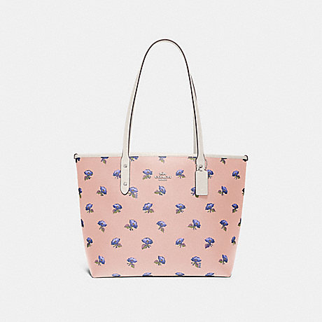COACH CITY ZIP TOTE WITH BELL FLOWER PRINT - PINK/MULTI/SILVER - F73203