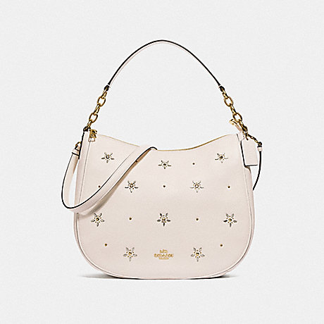 COACH F73208 ELLE HOBO WITH ALLOVER STUDS CHALK