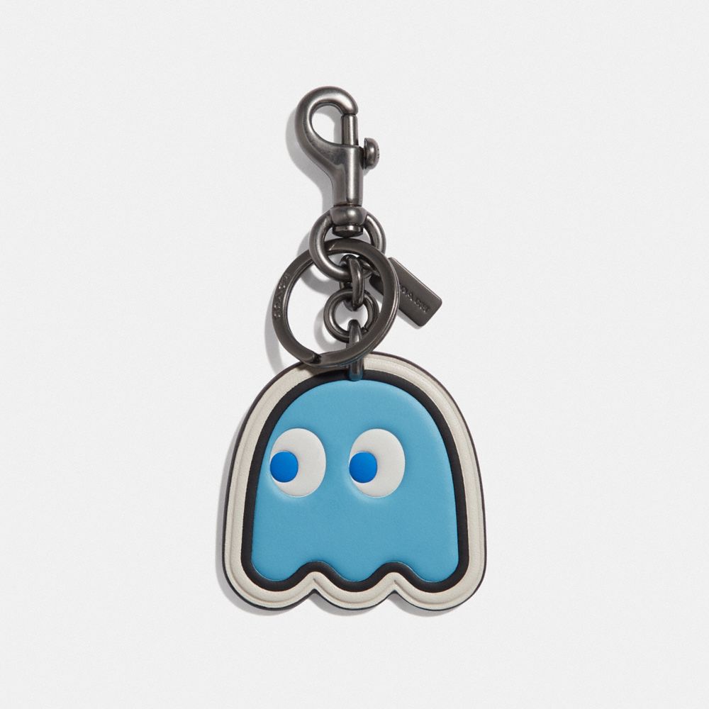 COACH PAC-MAN MOTIF BAG CHARM - SOFT BLUE/BLACK ANTIQUE NICKEL - F73238