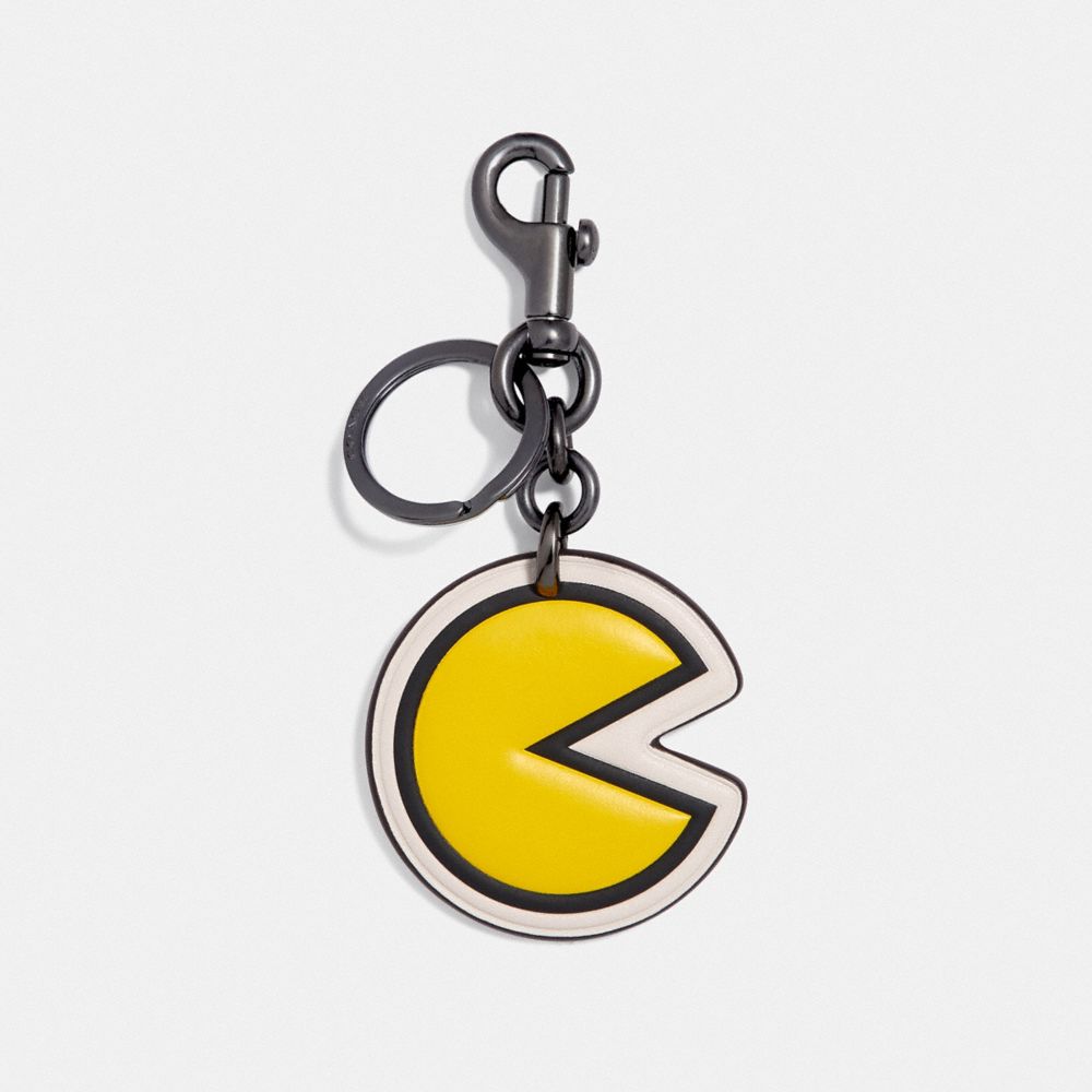 COACH F73238 PAC-MAN MOTIF BAG CHARM YELLOW/BLACK-ANTIQUE-NICKEL