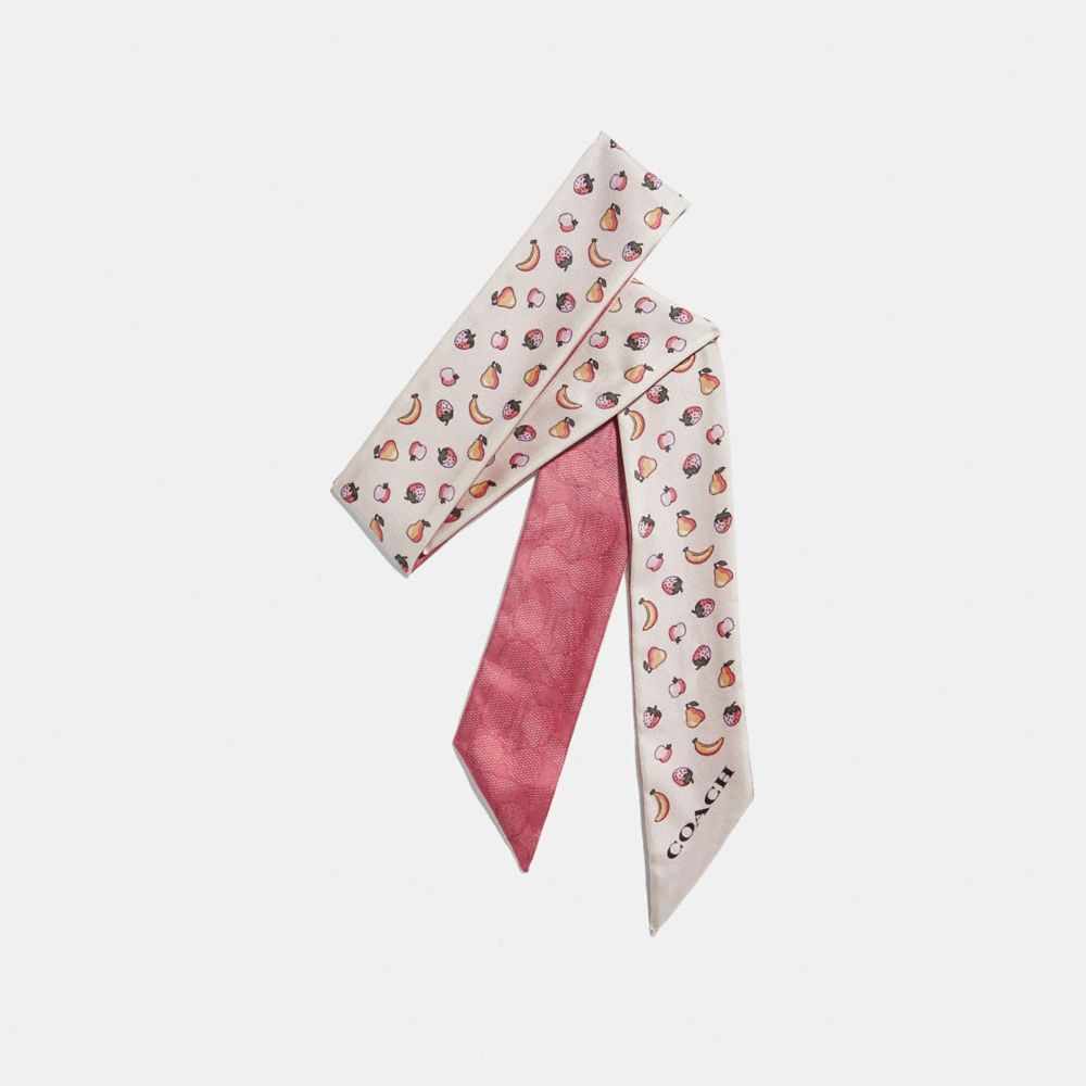 COACH MIXED FRUIT PRINT SILK SKINNY SCARF - CHALK - F73241