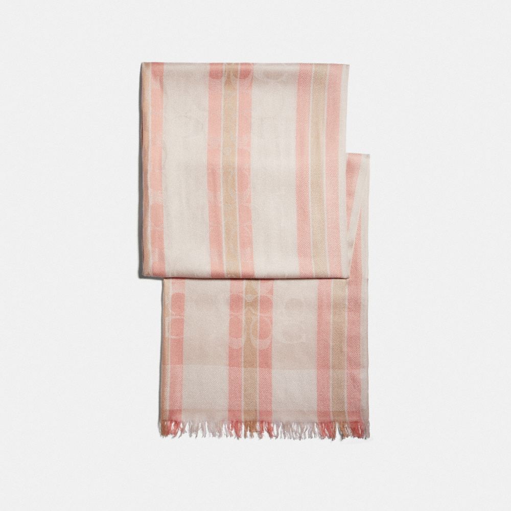 COACH SIGNATURE STRIPED WRAP - LIGHT CORAL - F73250