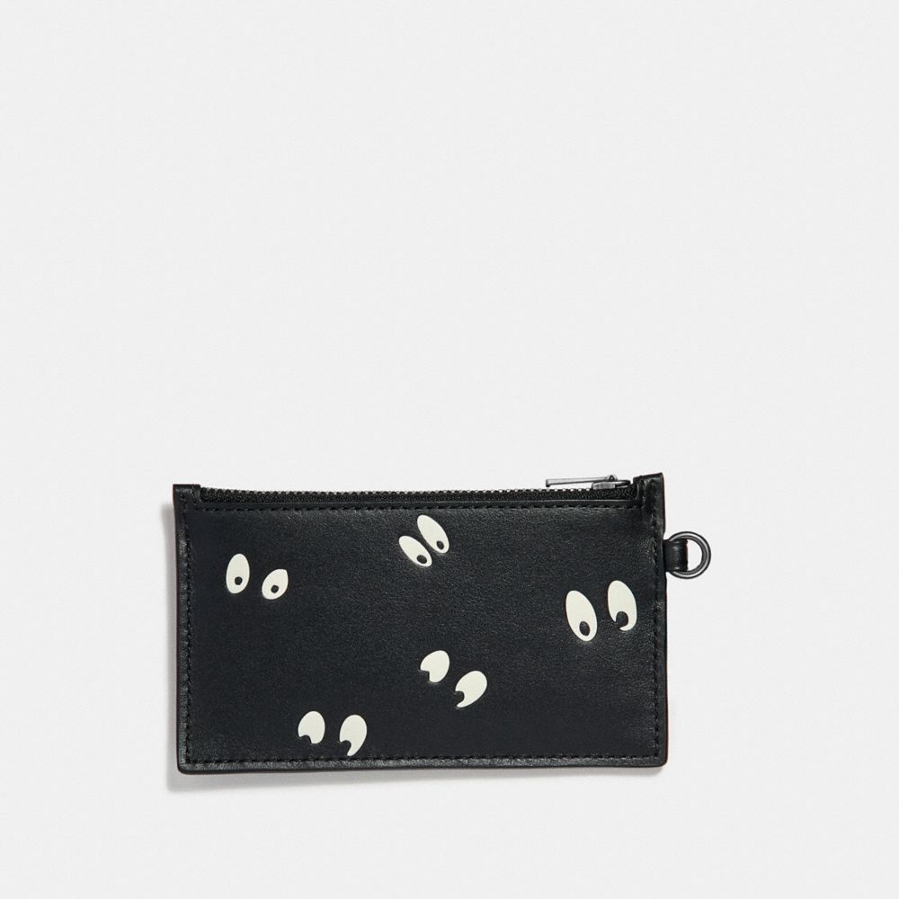 COACH DISNEY X COACH ZIP CARD CASE WITH SNOW WHITE AND THE SEVEN DWARFS EYES PRINT - BLACK/MULTI - F73263