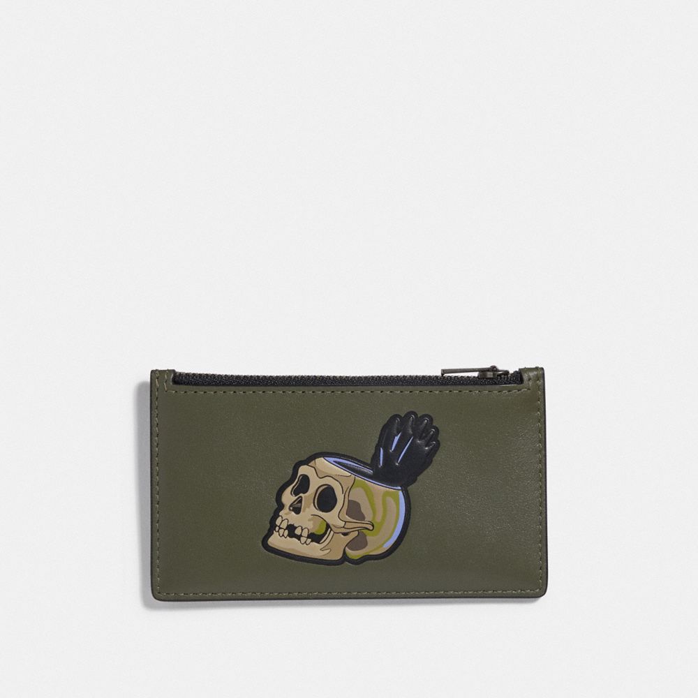 COACH F73264 - DISNEY X COACH ZIP CARD CASE WITH SNOW WHITE AND THE SEVEN DWARFS SKULL MOTIF JUNIPER