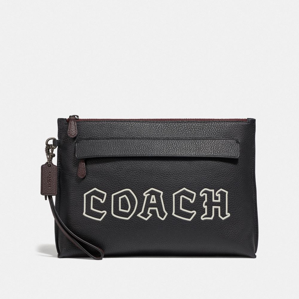 COACH F73268 Carryall Pouch With Gothic Coach Script BLACK