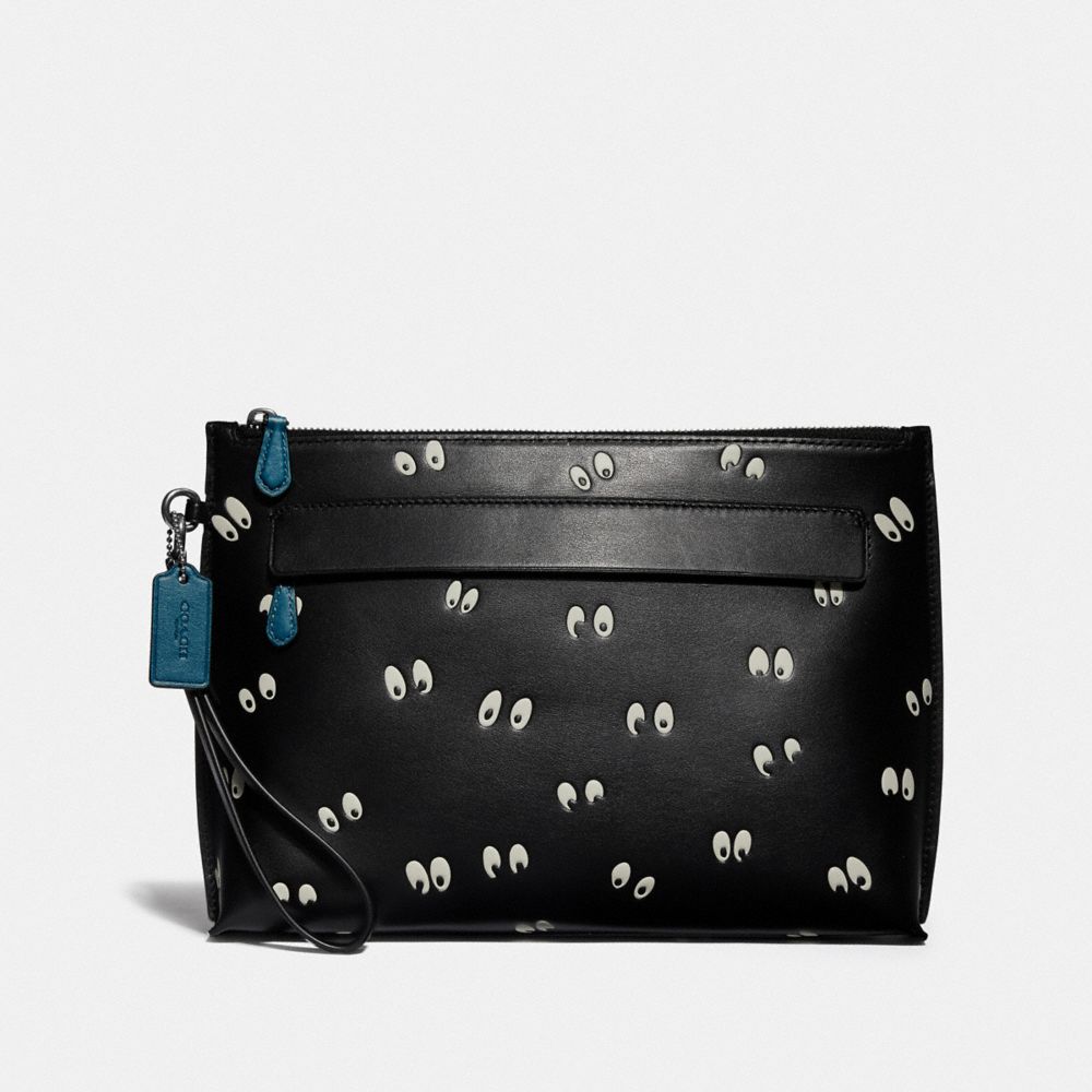 DISNEY X COACH CARRYALL POUCH WITH SNOW WHITE AND THE SEVEN DWARFS EYES PRINT - BLACK/MULTI - COACH F73269